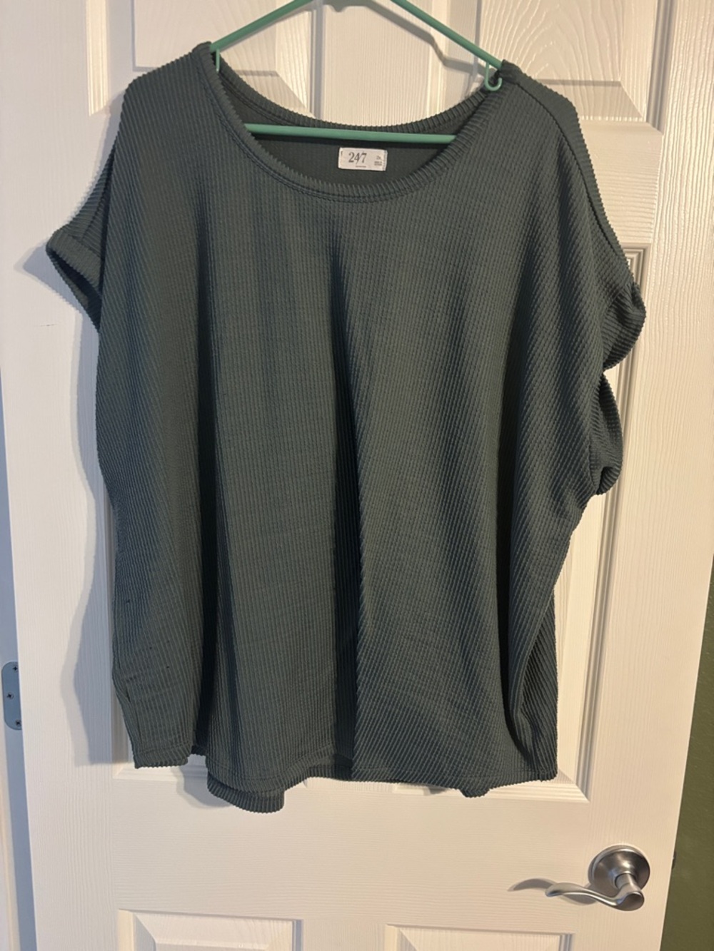 24/7 Women's Slate Green Waffle Short Sleeve Tee